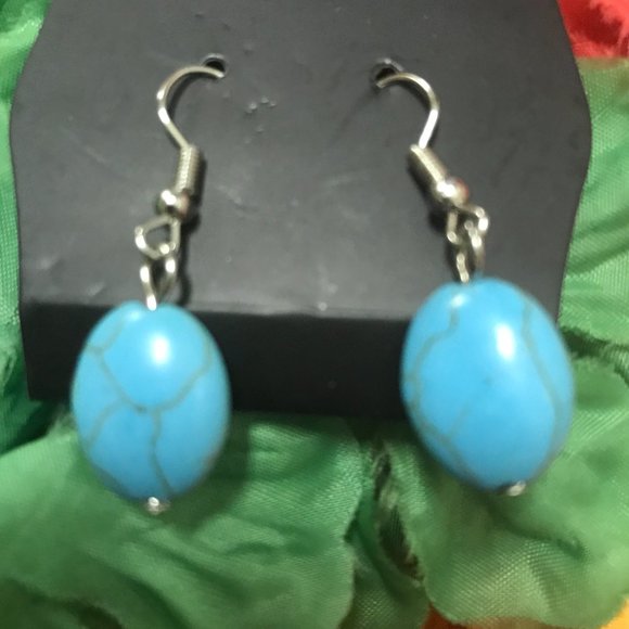 Paparazzi Turquoise-like Hanging Earrings - Picture 4 of 16